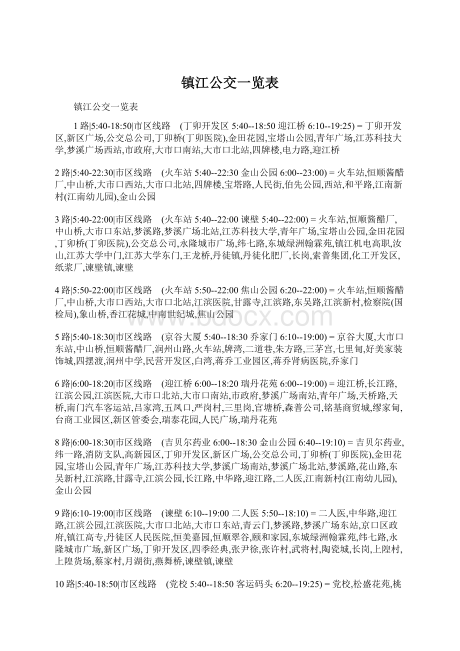 镇江公交一览表.docx_第1页