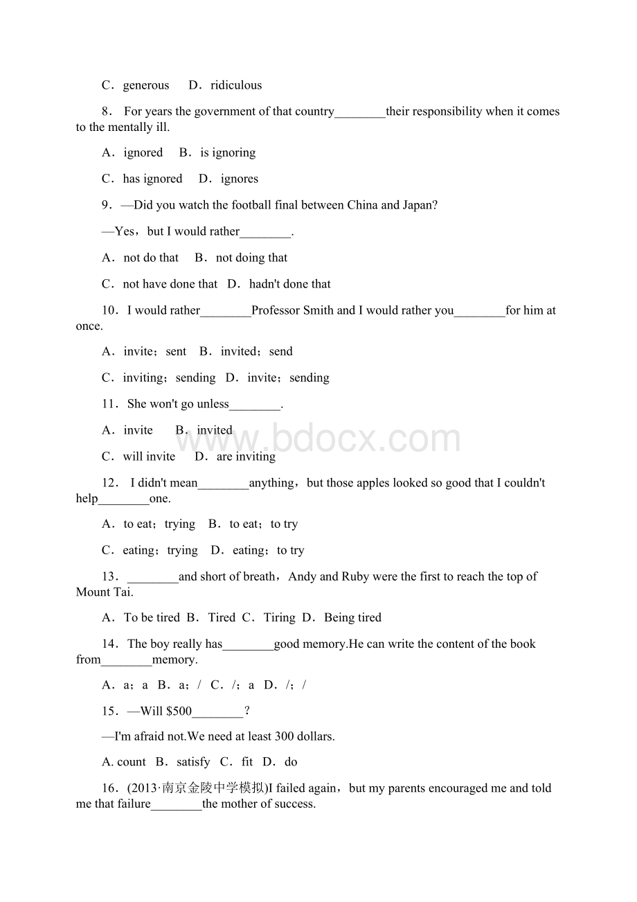 河北省定州中学学年高一上学期周练925英语试题 Word版含答案.docx_第2页