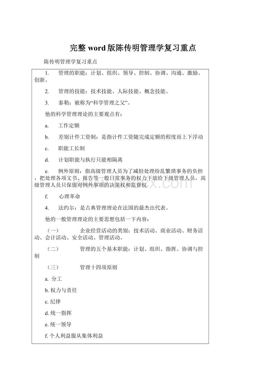 完整word版陈传明管理学复习重点Word格式.docx