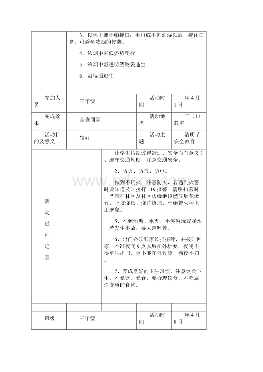 小学三年级班队会活动记录表Word下载.docx_第3页