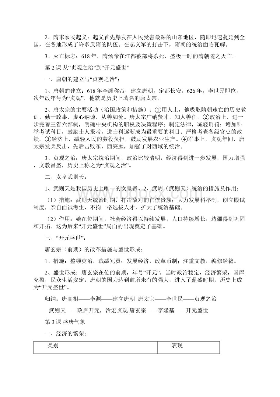 部编人教新版七年级中国历史下册期末复习知识纲要Word文件下载.docx_第2页