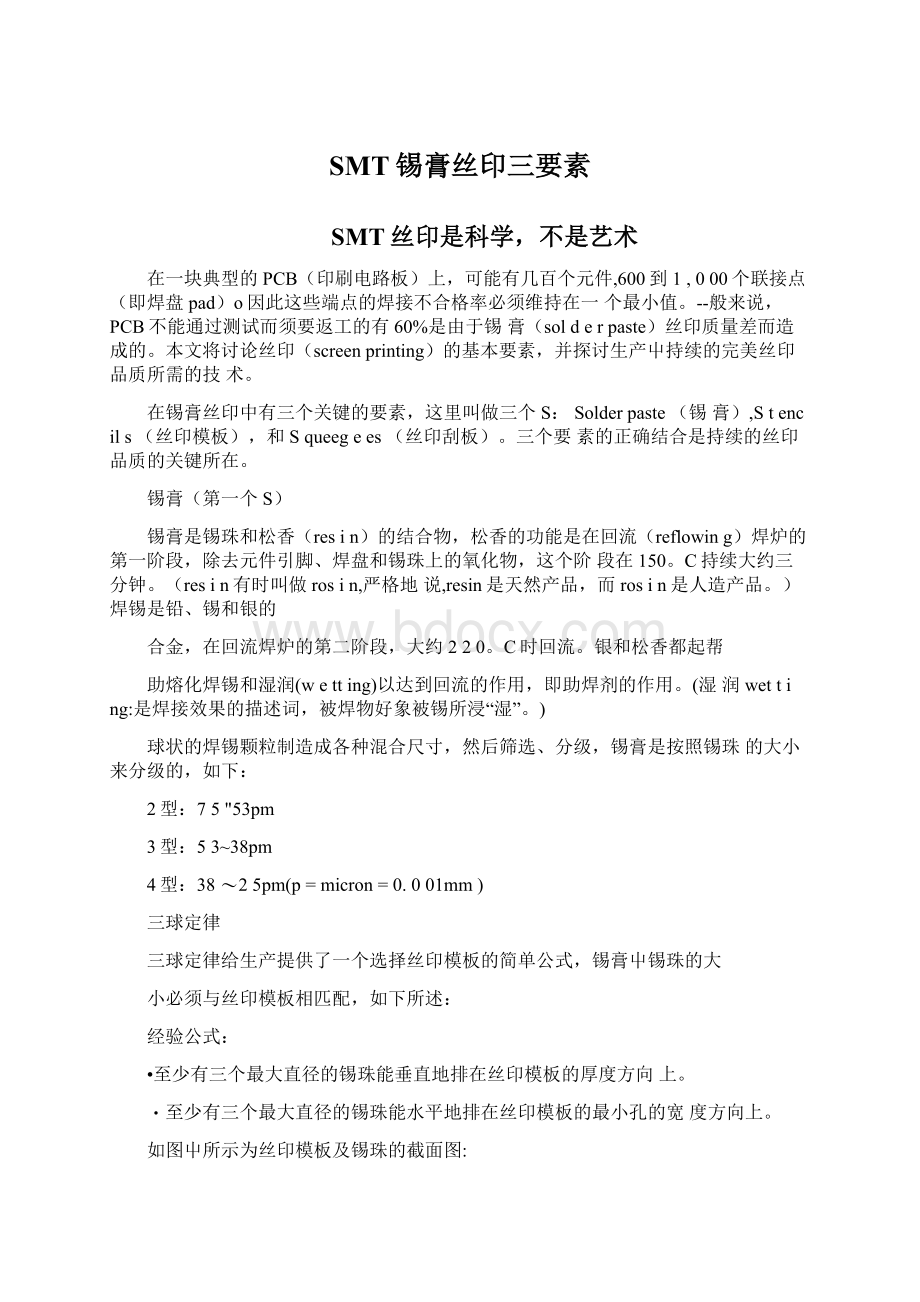 SMT锡膏丝印三要素文档格式.docx