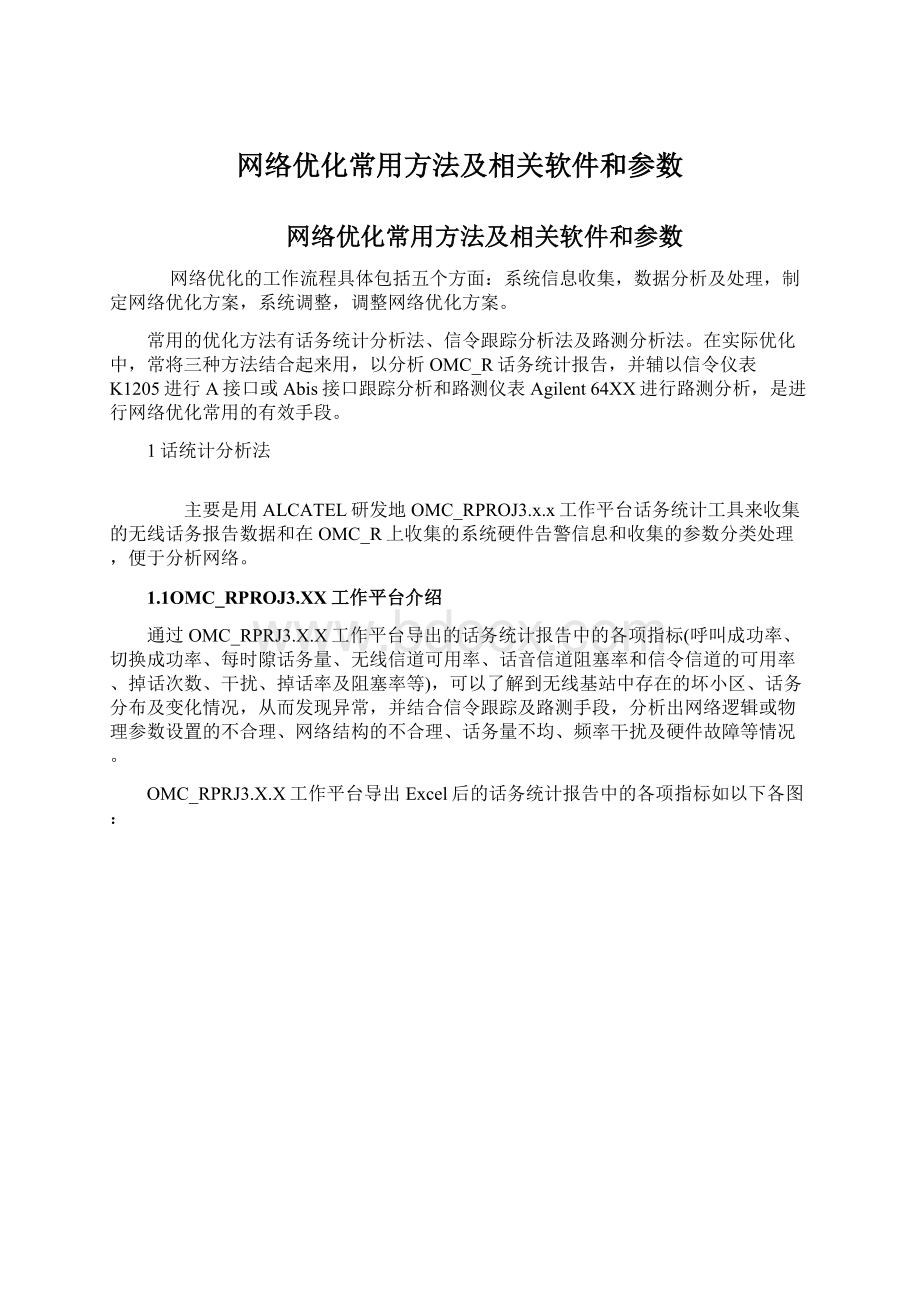 网络优化常用方法及相关软件和参数.docx_第1页