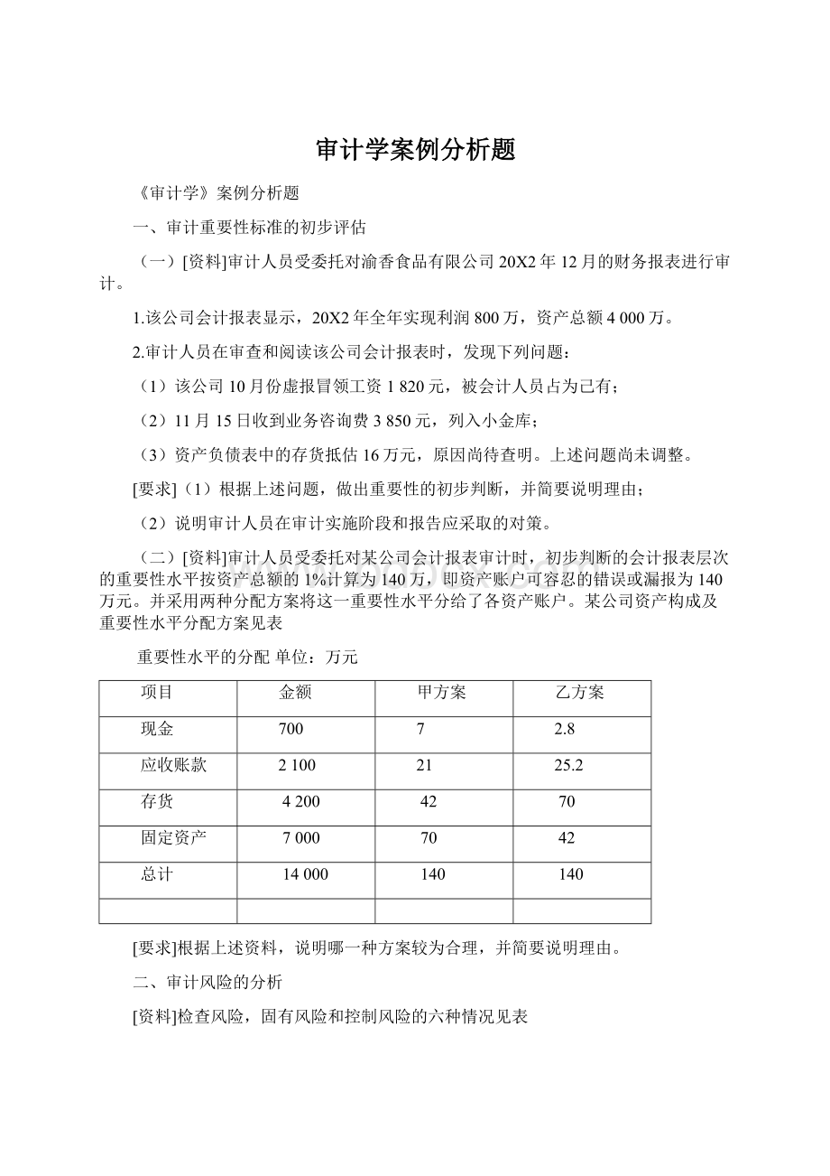 审计学案例分析题.docx_第1页