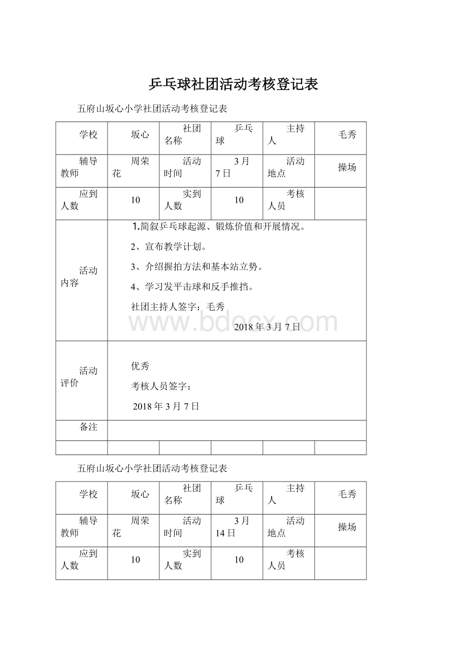 乒乓球社团活动考核登记表.docx_第1页