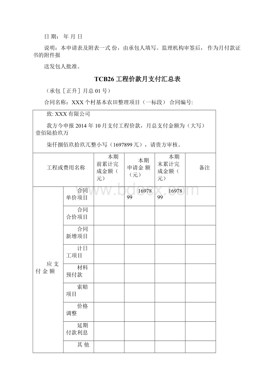 土地整理项目工程进度款申报范本.docx_第2页