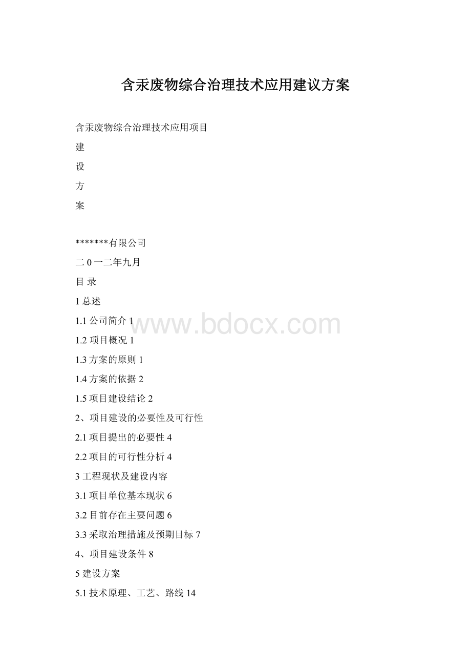 含汞废物综合治理技术应用建议方案Word格式文档下载.docx