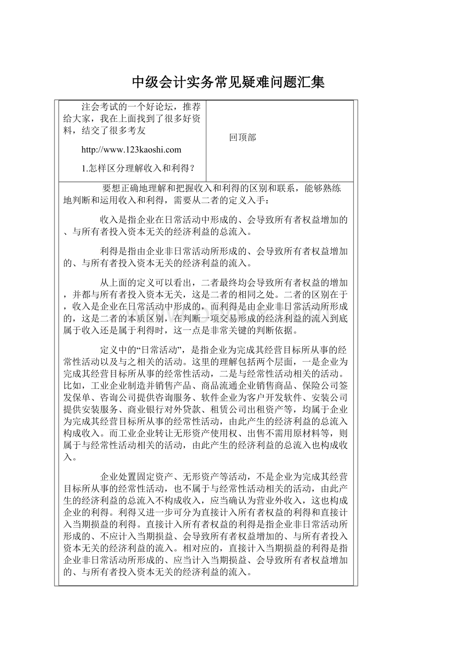 中级会计实务常见疑难问题汇集.docx_第1页