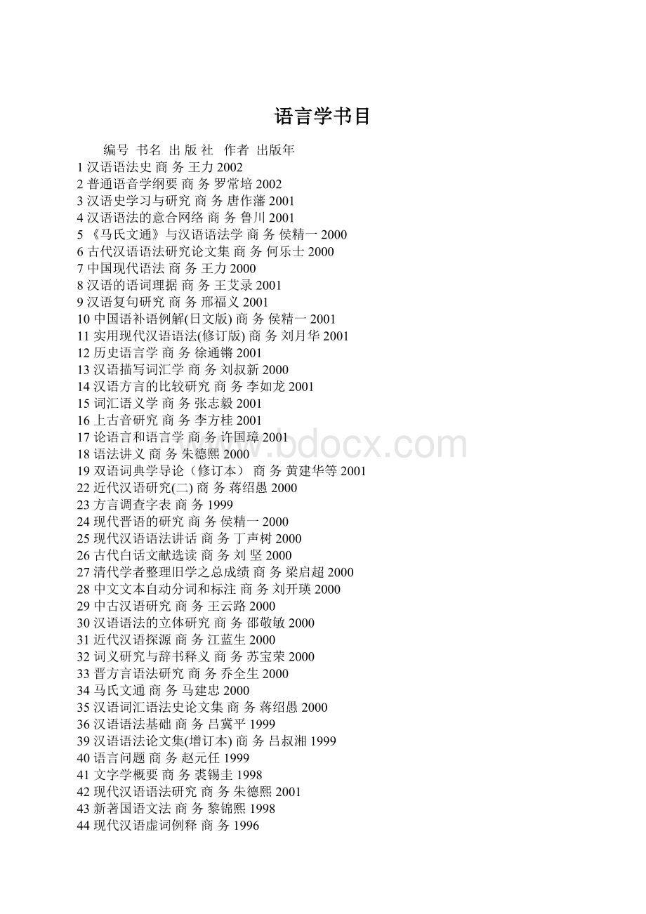 语言学书目Word文档格式.docx