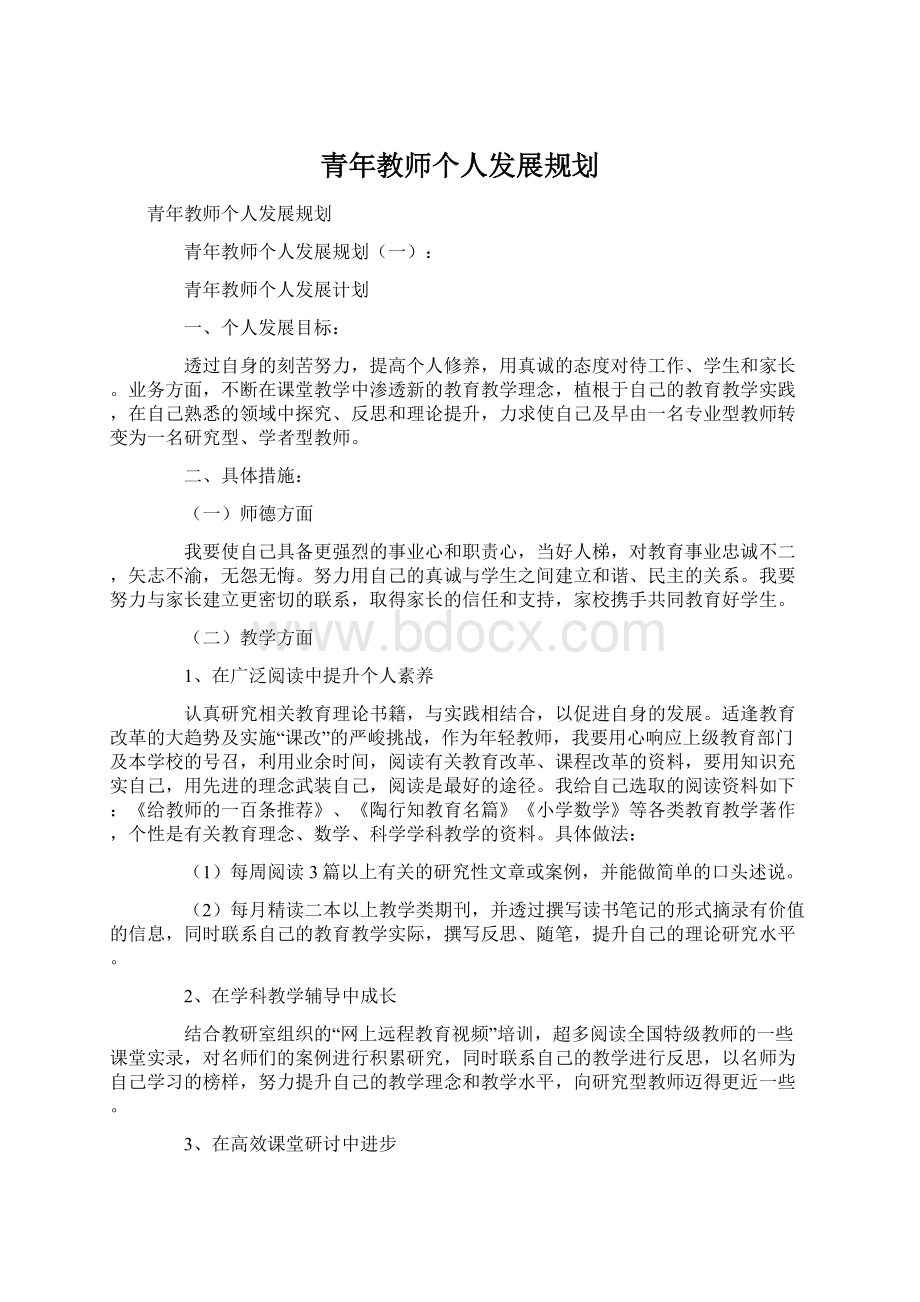 青年教师个人发展规划Word下载.docx_第1页