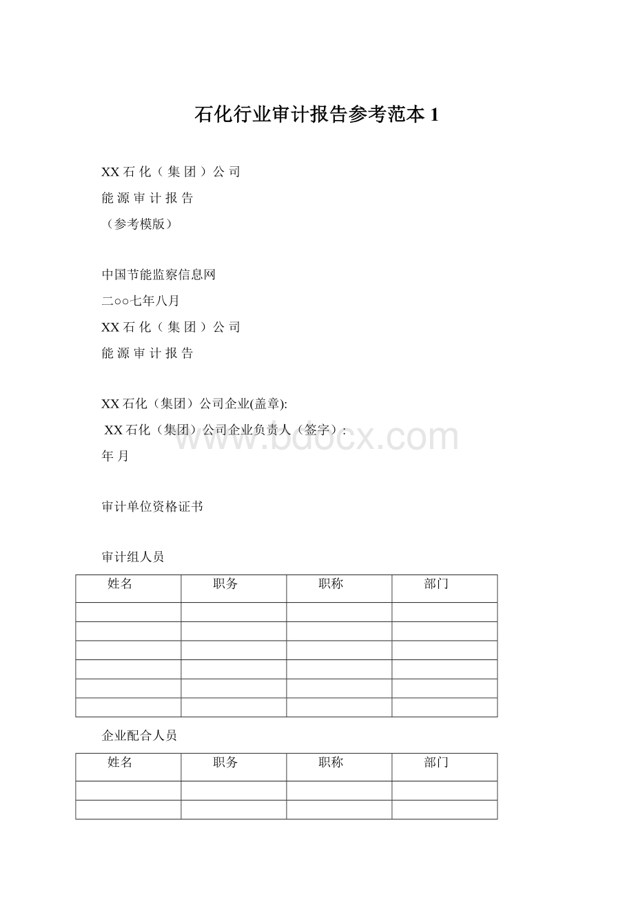 石化行业审计报告参考范本1Word文件下载.docx_第1页