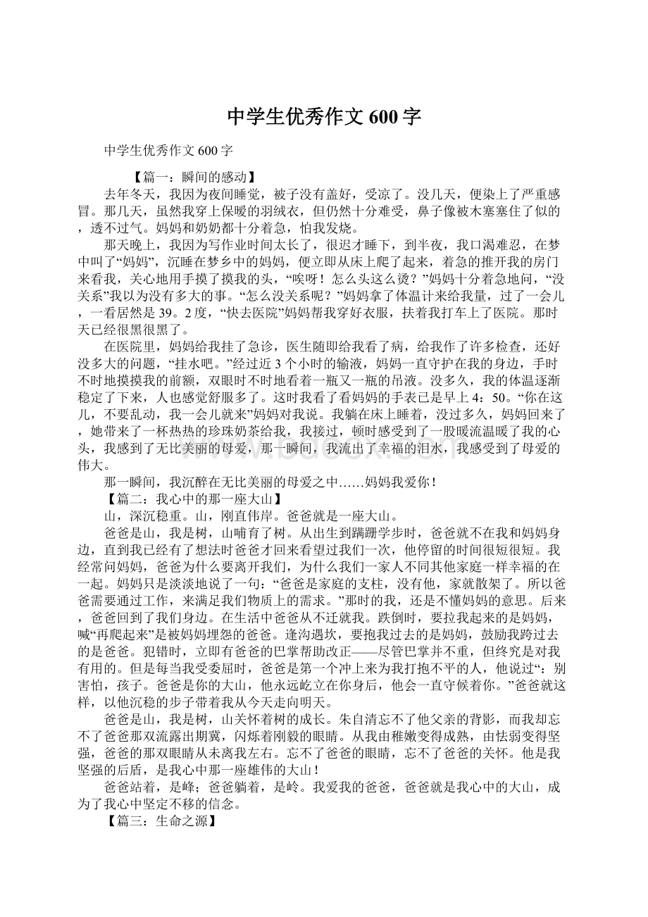 中学生优秀作文600字Word文档下载推荐.docx_第1页