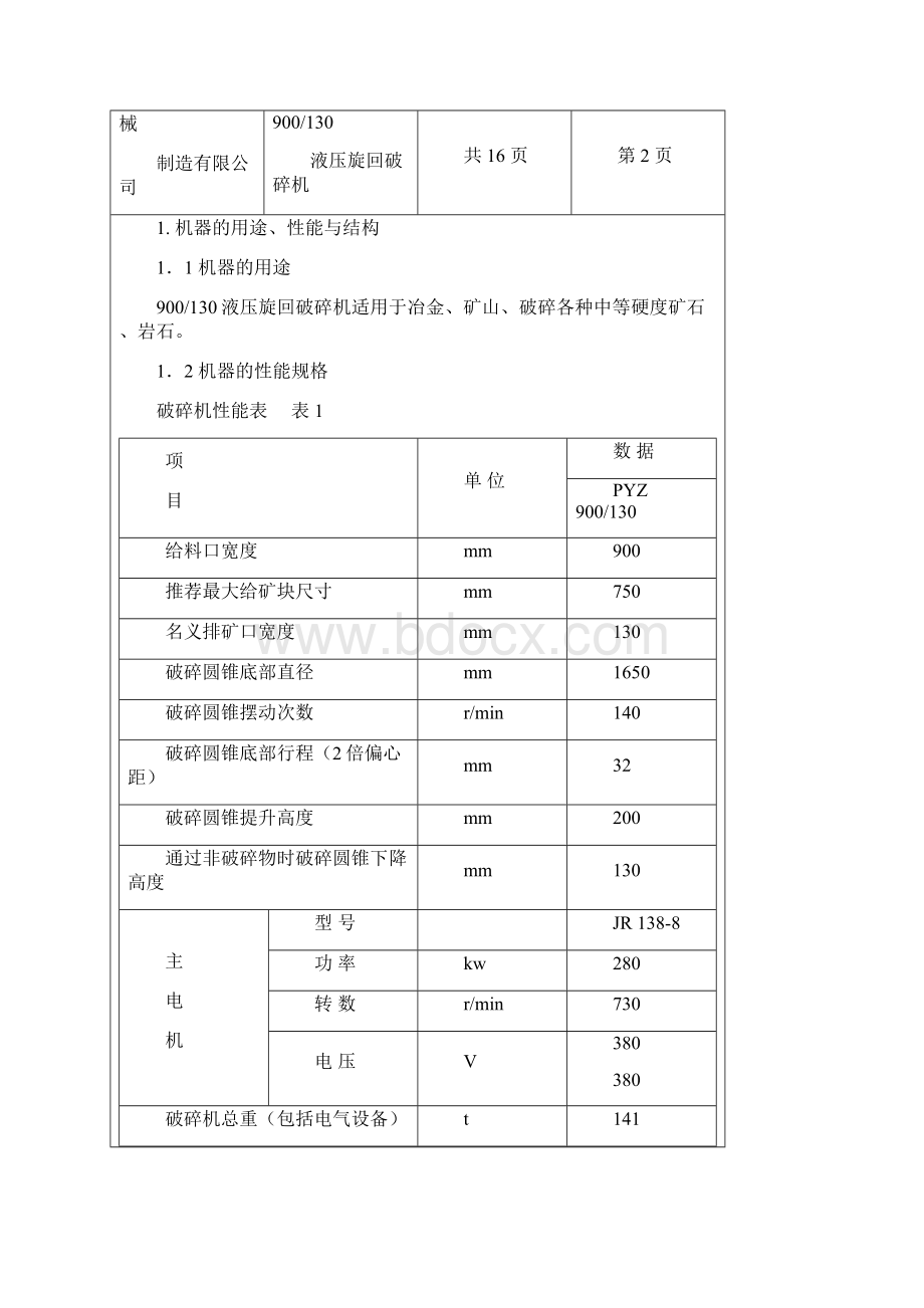 PXZ900液压旋回破碎机说明书.docx_第2页