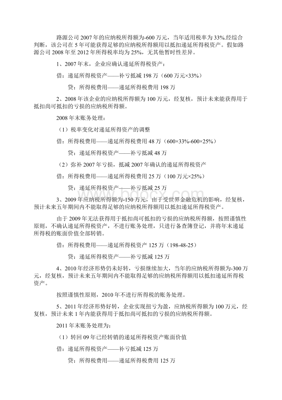 新税法下新准则对亏损弥补的会计处理Word下载.docx_第3页