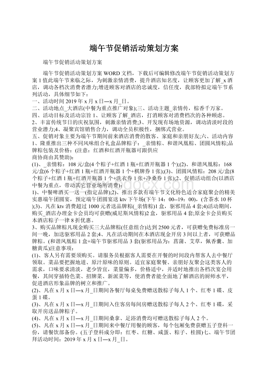 端午节促销活动策划方案文档格式.docx