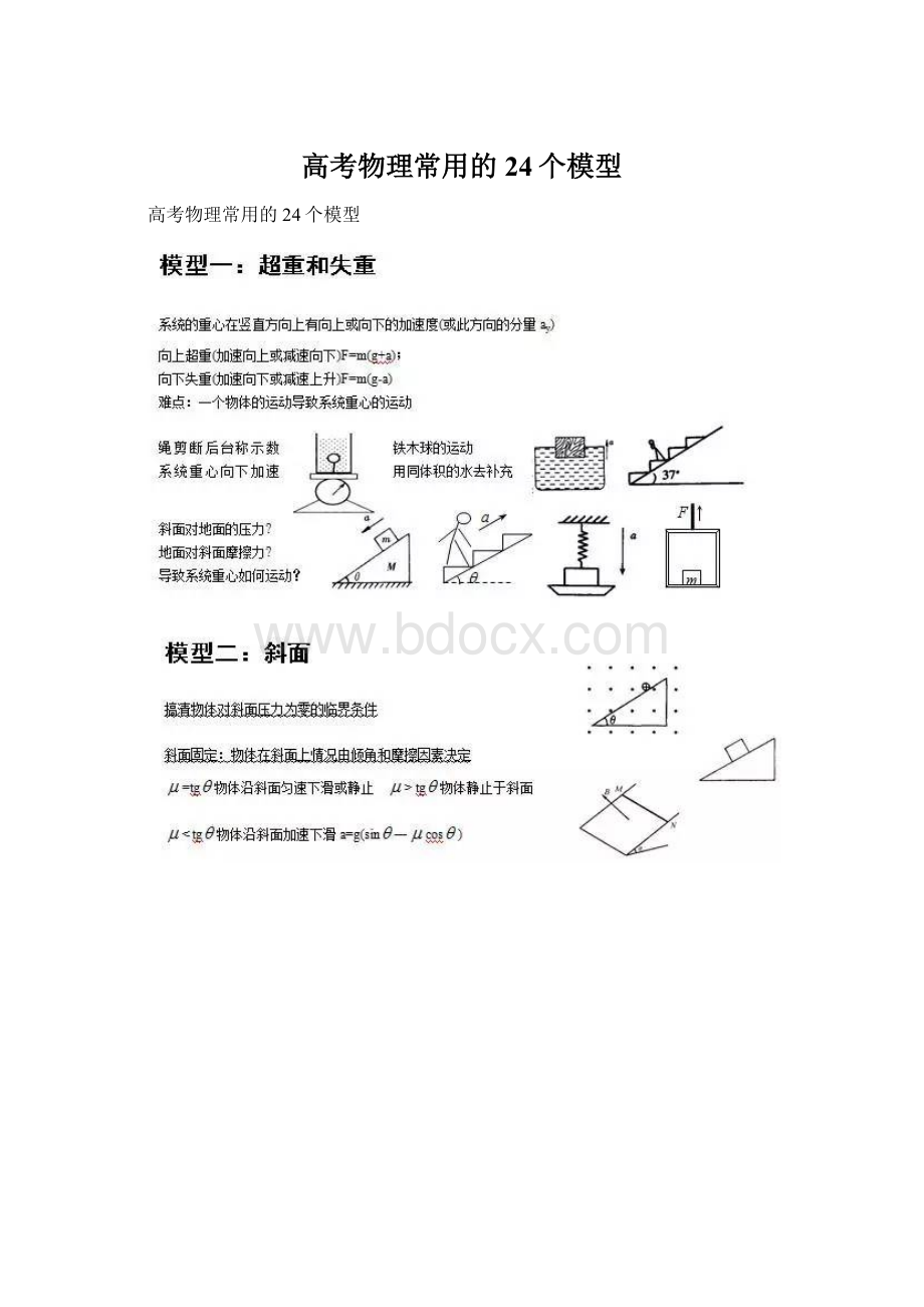 高考物理常用的24个模型Word文档下载推荐.docx_第1页