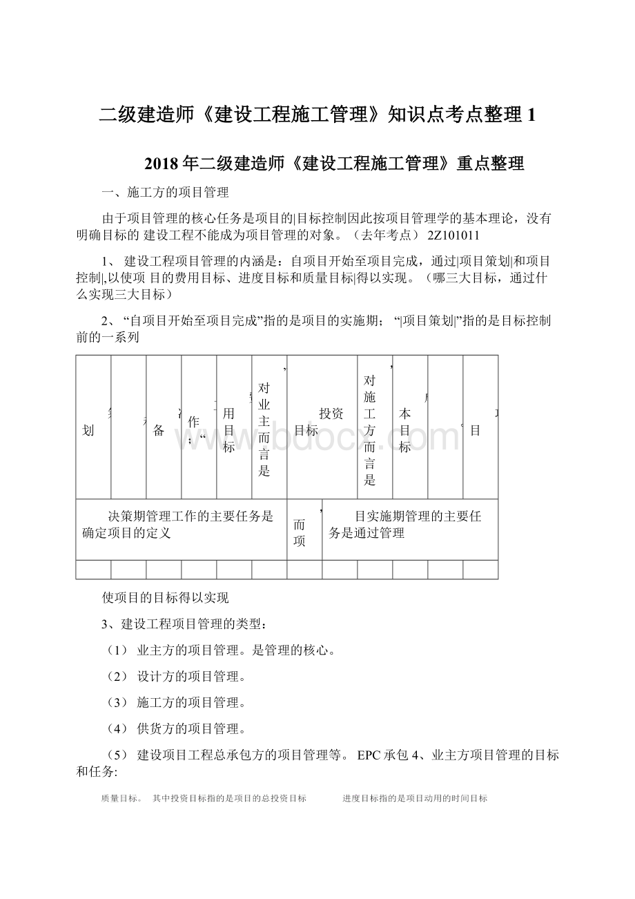 二级建造师《建设工程施工管理》知识点考点整理1.docx_第1页