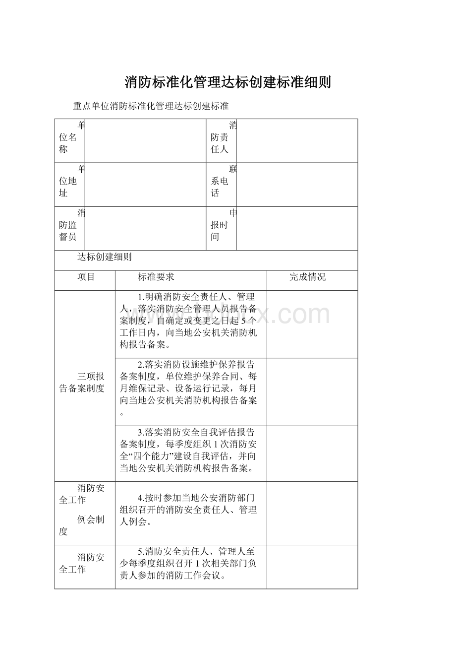 消防标准化管理达标创建标准细则Word格式.docx_第1页