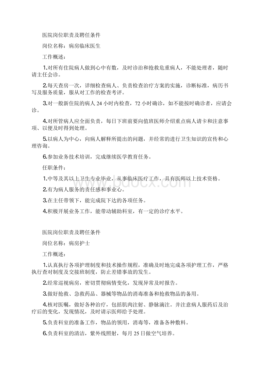 医院岗位职责及聘任条件Word格式.docx_第3页