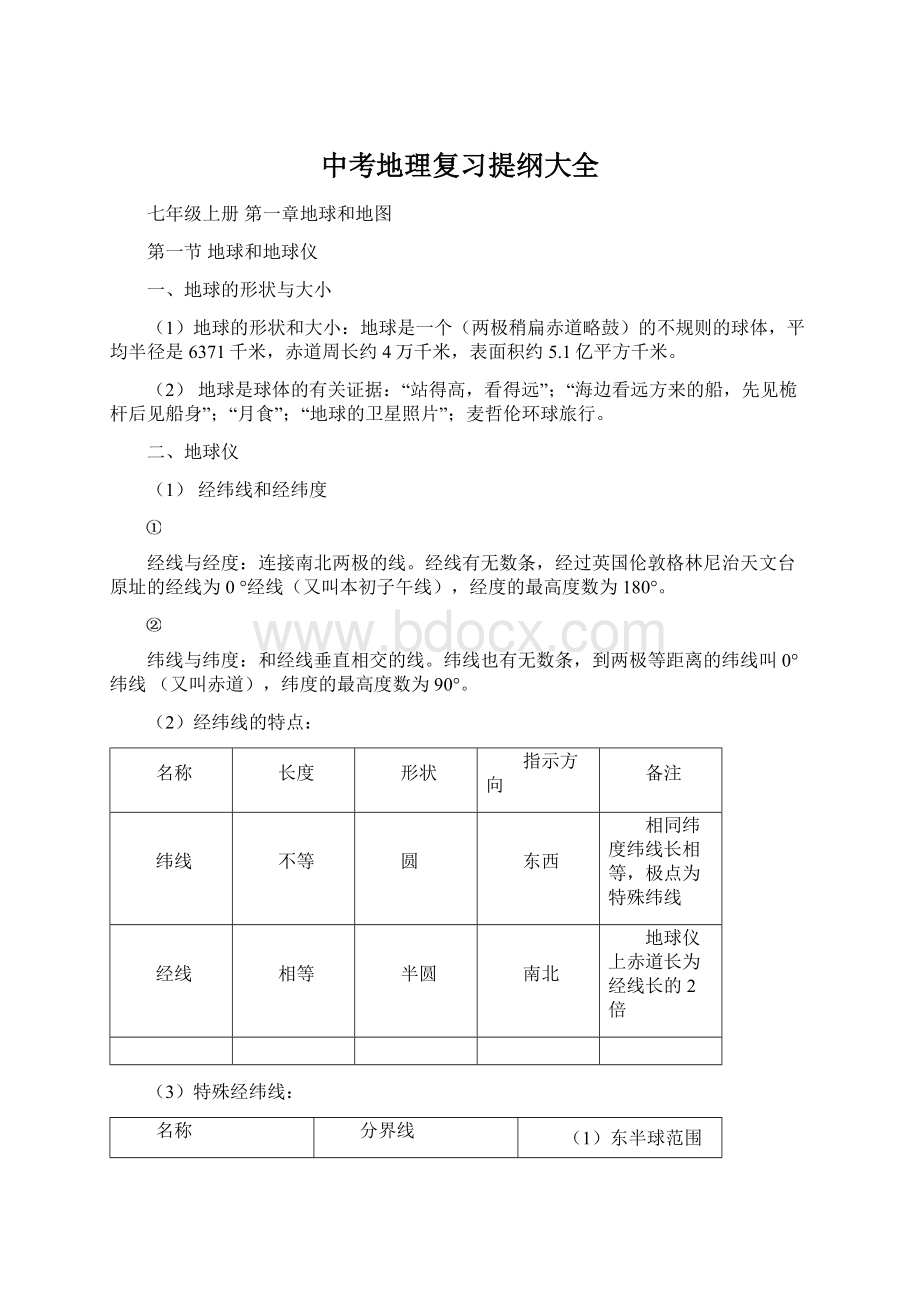 中考地理复习提纲大全.docx_第1页