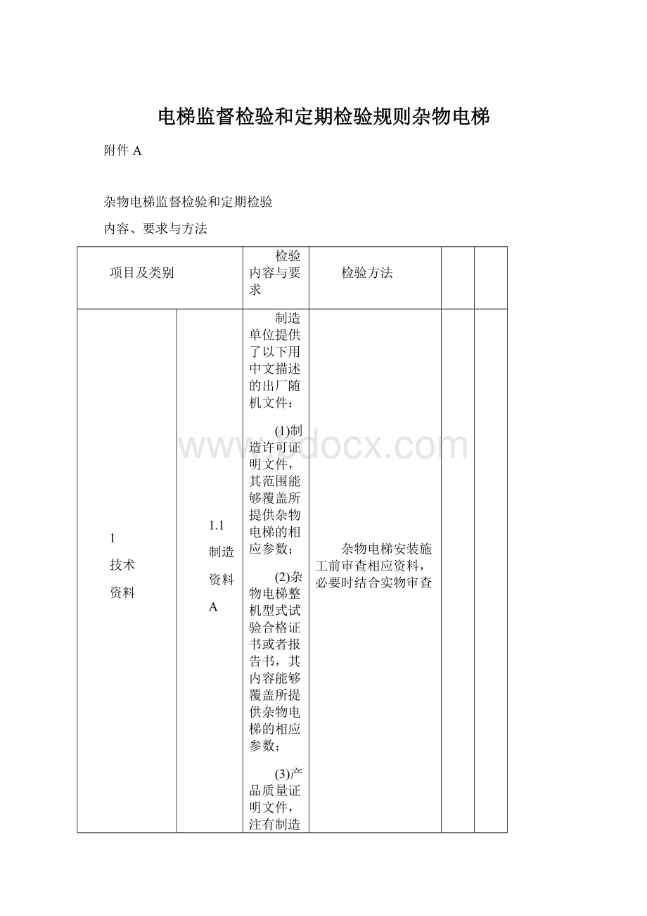 电梯监督检验和定期检验规则杂物电梯Word文档格式.docx