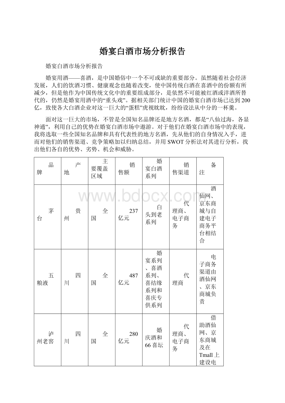 婚宴白酒市场分析报告Word文件下载.docx