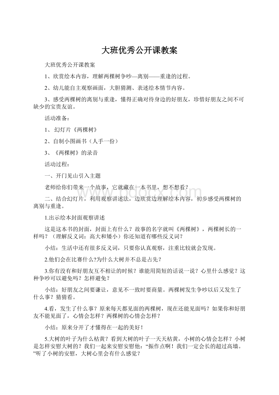 大班优秀公开课教案Word文档格式.docx