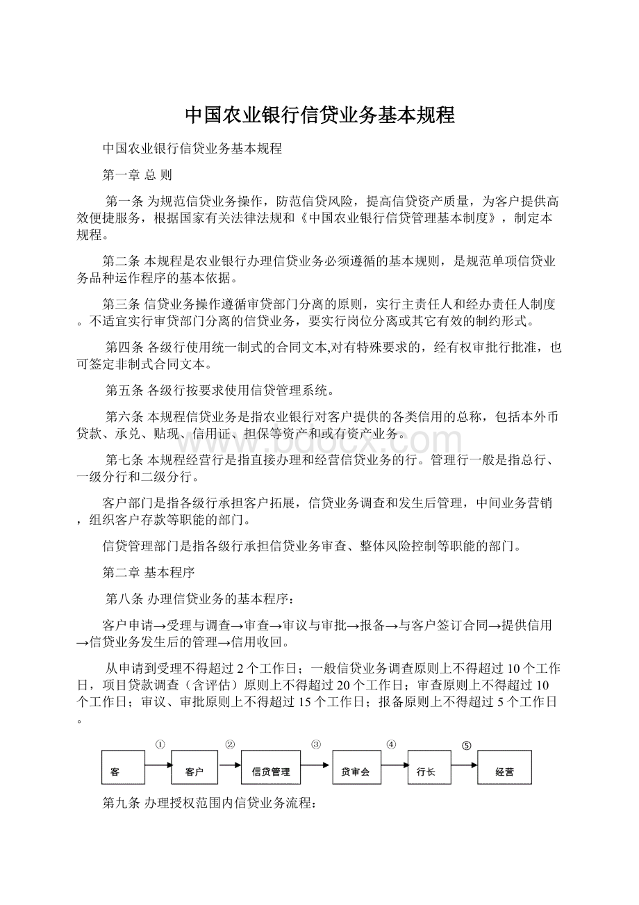 中国农业银行信贷业务基本规程Word下载.docx