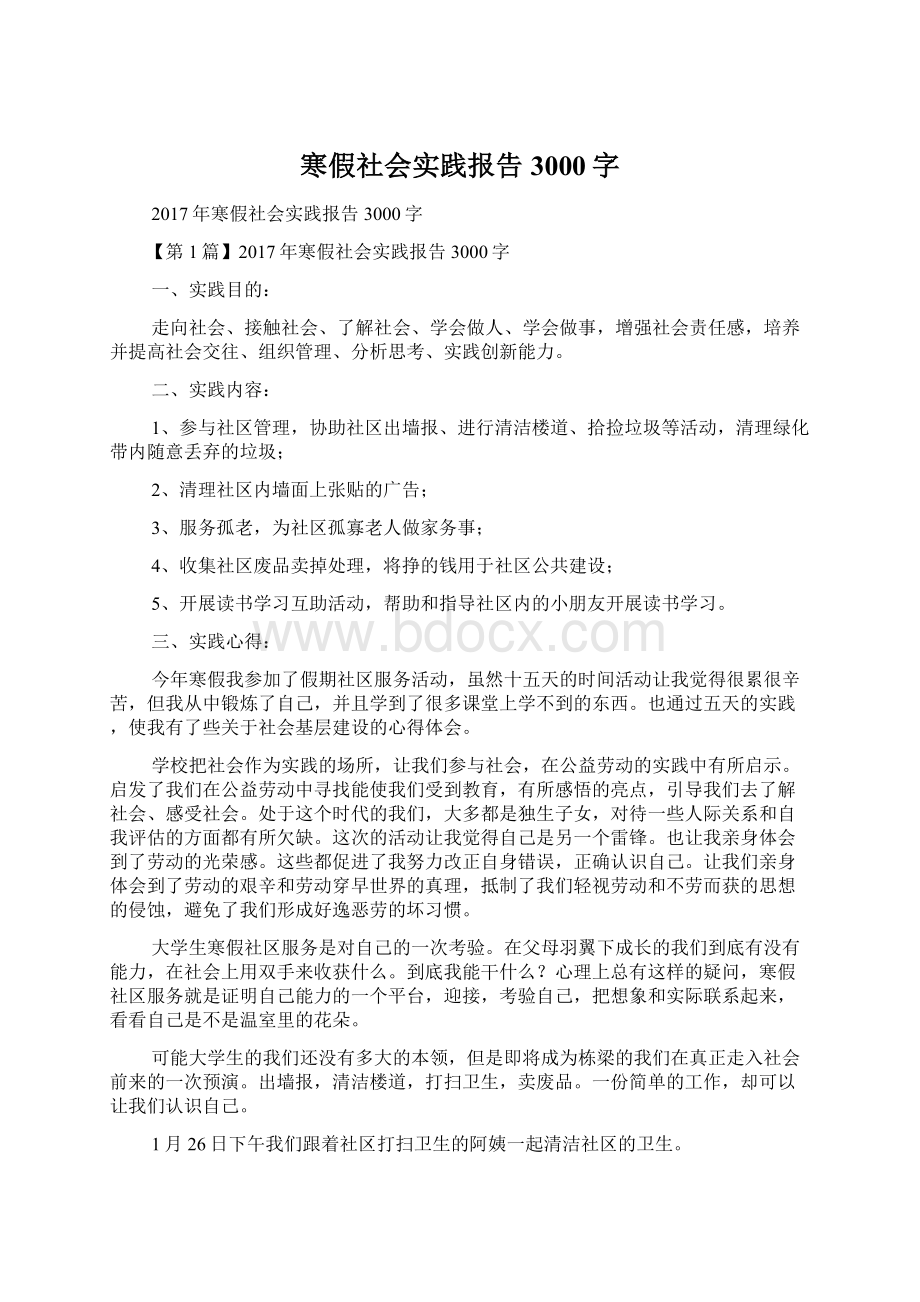 寒假社会实践报告3000字Word文档格式.docx_第1页