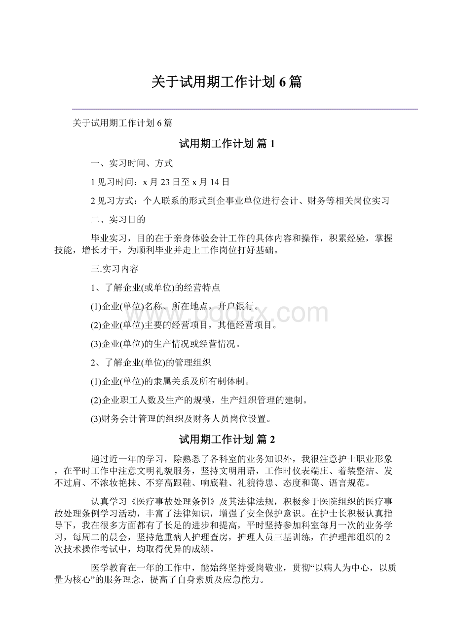 关于试用期工作计划6篇.docx