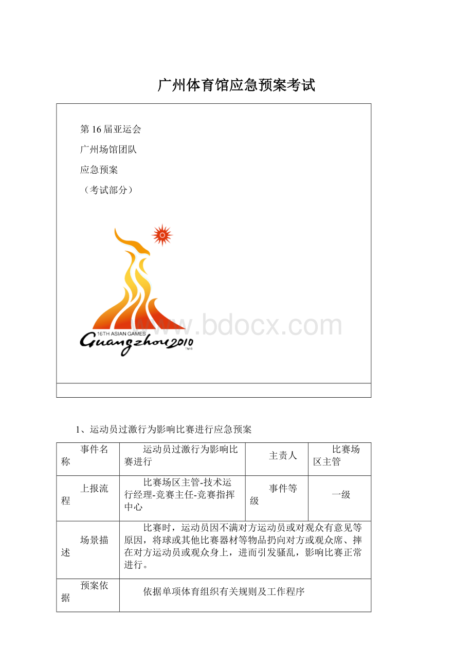 广州体育馆应急预案考试Word文件下载.docx