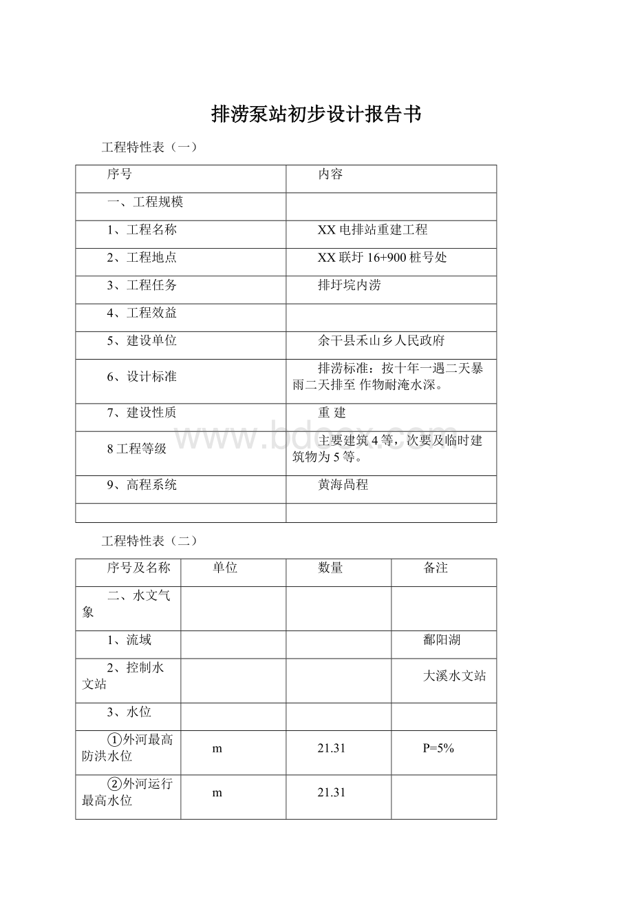 排涝泵站初步设计报告书.docx