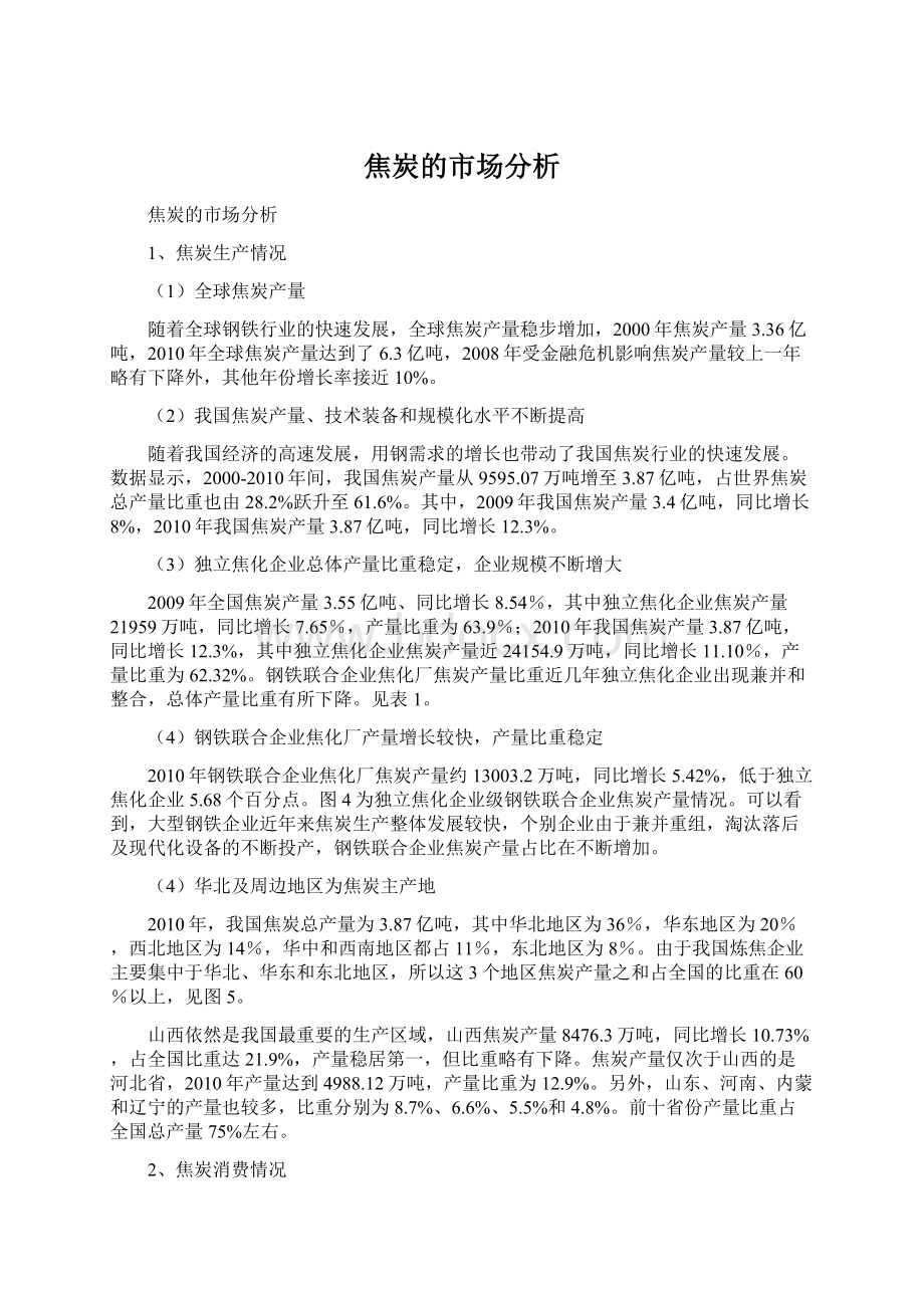 焦炭的市场分析.docx_第1页