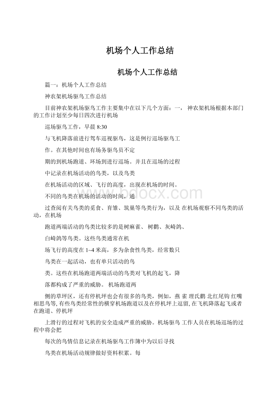 机场个人工作总结Word格式文档下载.docx