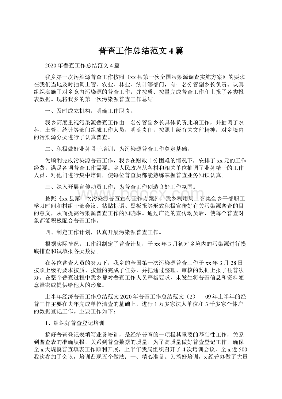 普查工作总结范文4篇文档格式.docx_第1页