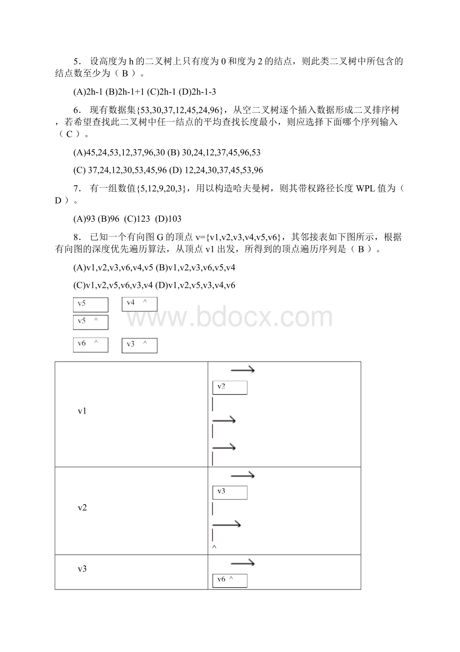 最新数据结构试题库Word格式.docx_第2页