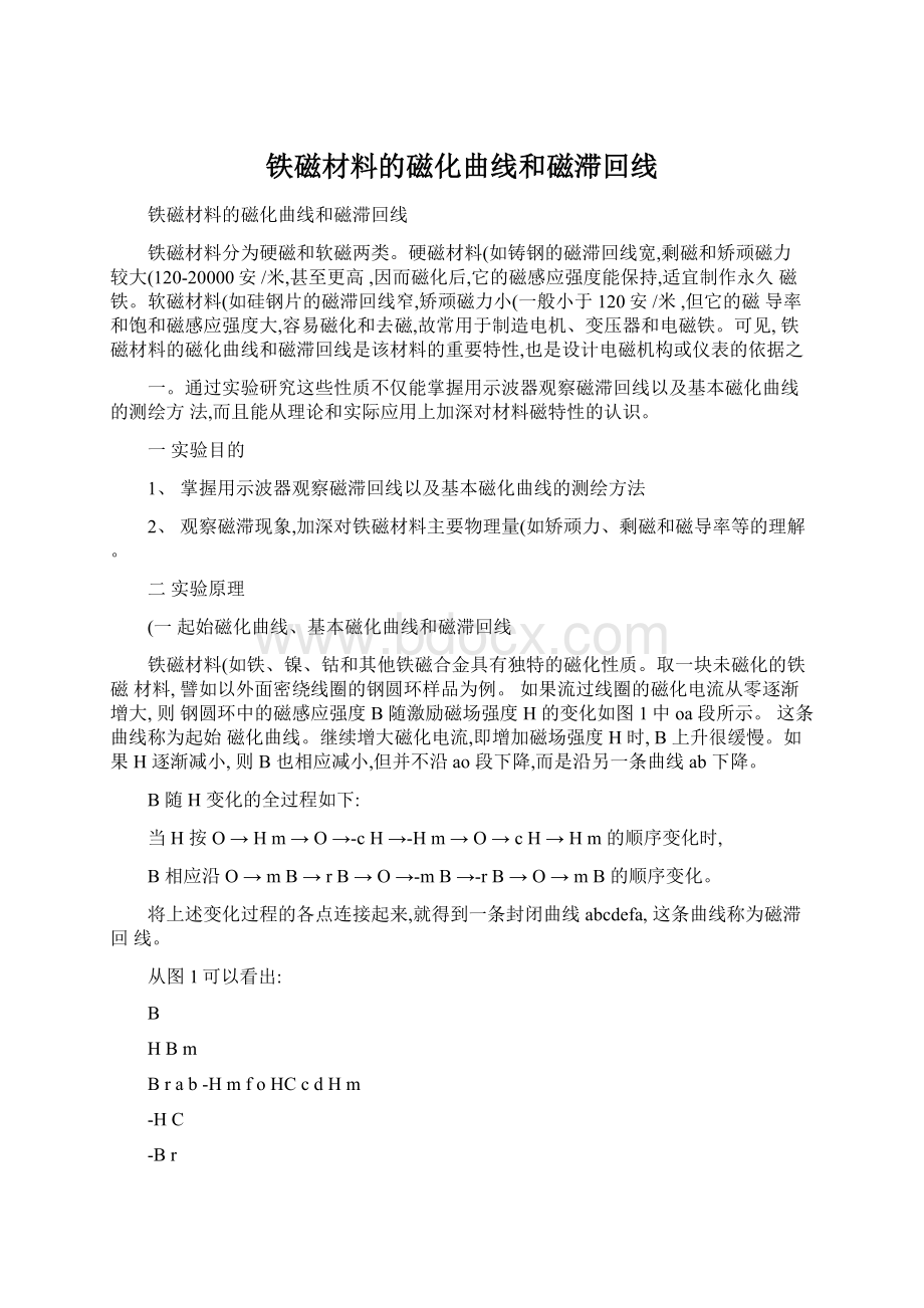 铁磁材料的磁化曲线和磁滞回线Word格式文档下载.docx_第1页