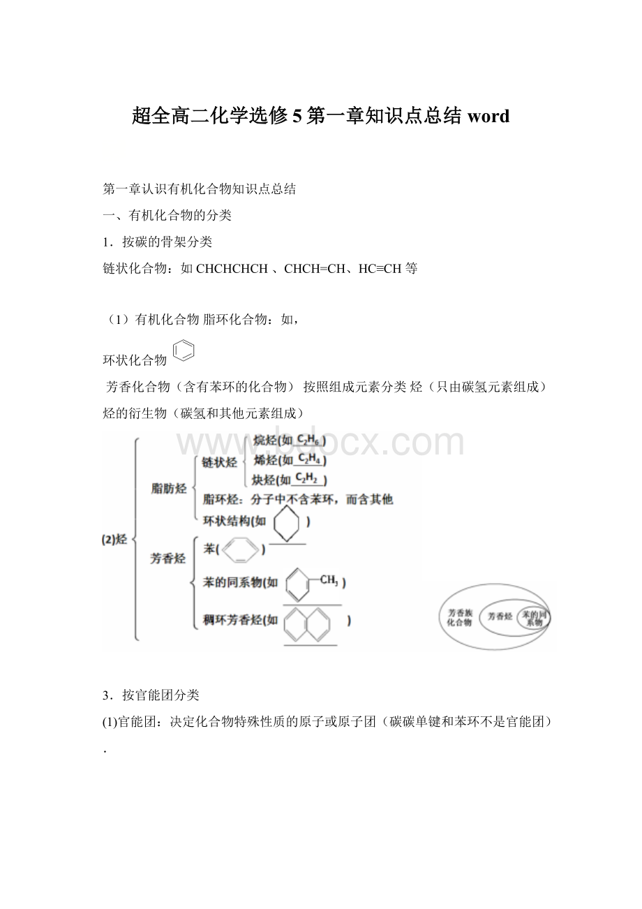 超全高二化学选修5第一章知识点总结word.docx_第1页