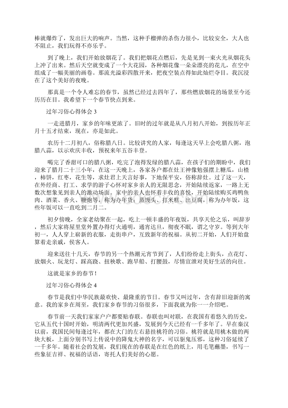 过年习俗心得体会范文精选10篇Word文档下载推荐.docx_第2页