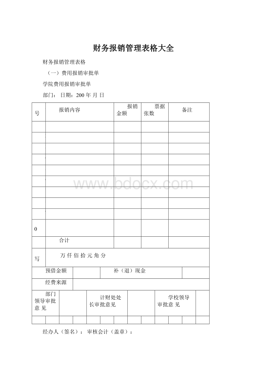 财务报销管理表格大全文档格式.docx_第1页