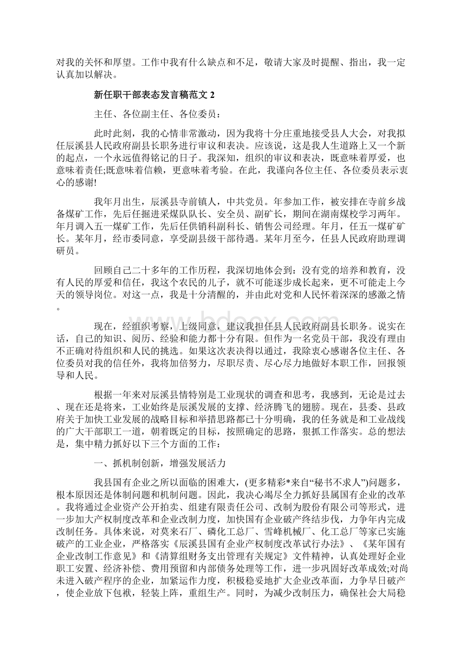 新任职干部表态发言稿精选篇.docx_第2页