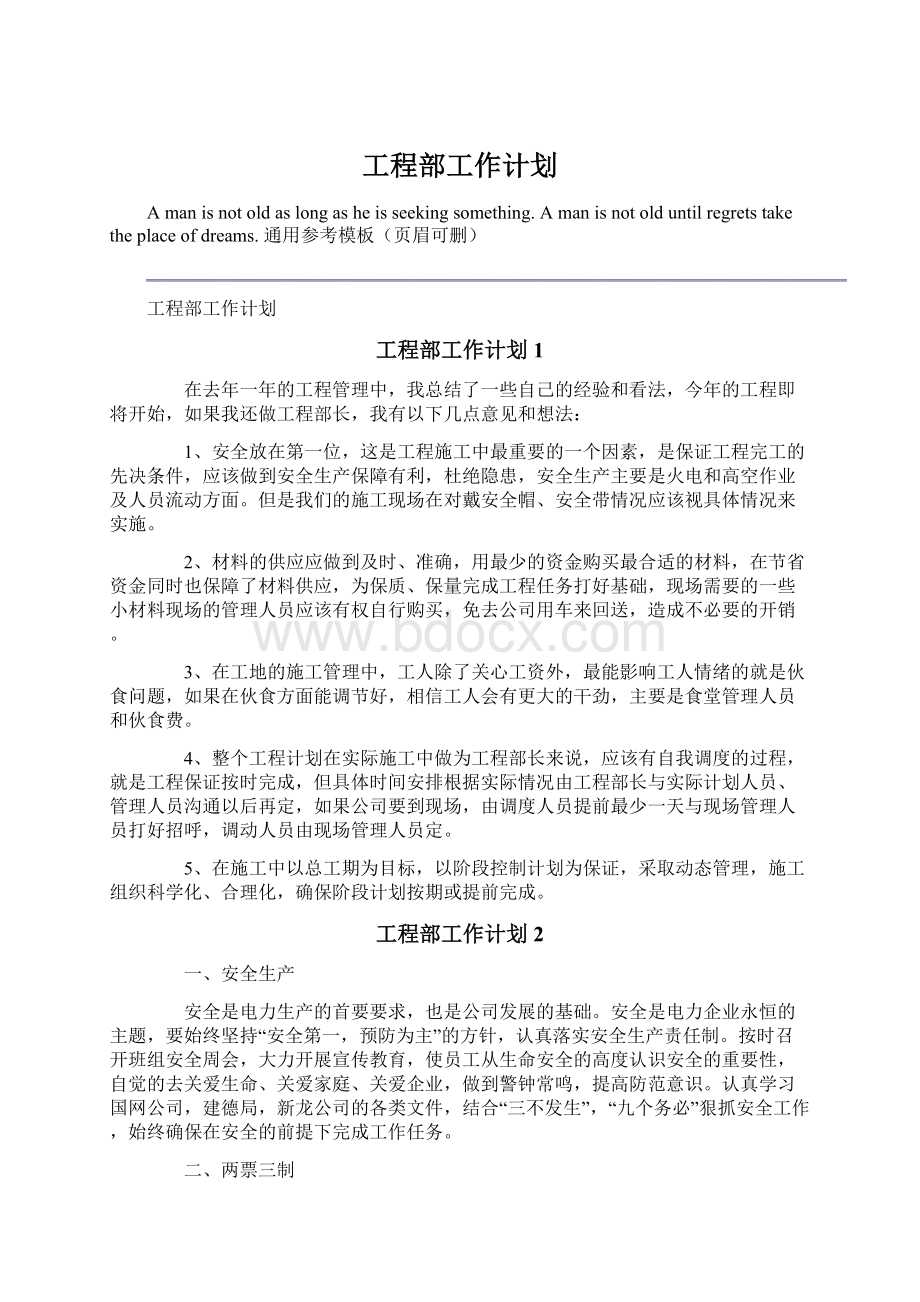 工程部工作计划.docx