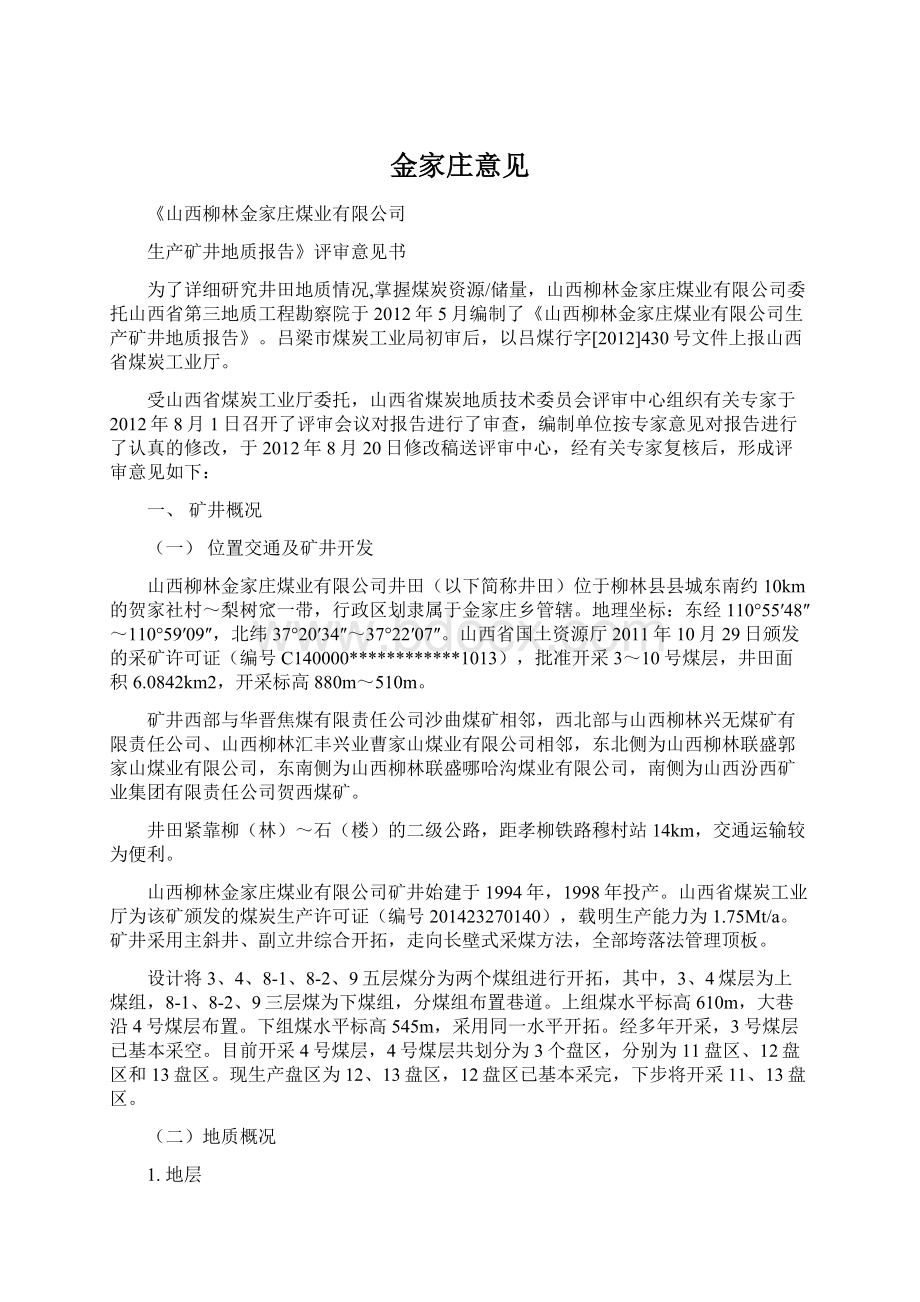 金家庄意见Word文档下载推荐.docx_第1页