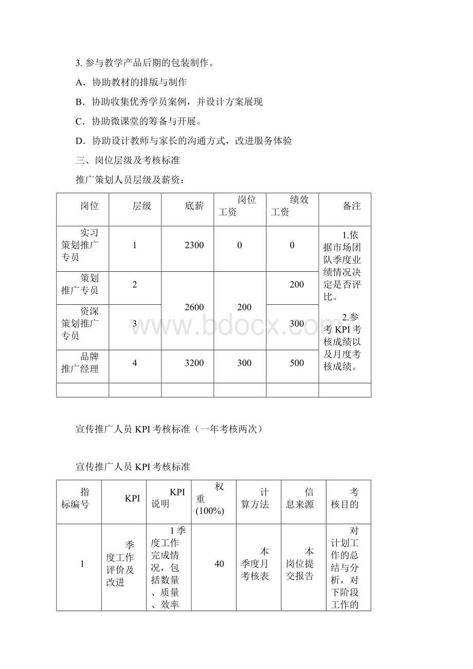 教育培训机构市场部岗位层级及考核制度Word文件下载.docx_第3页