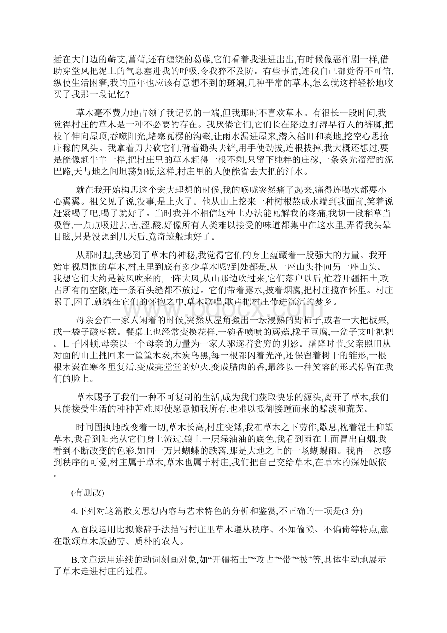 安徽省毛坦厂中学高三模拟考试题语文Word文档格式.docx_第3页