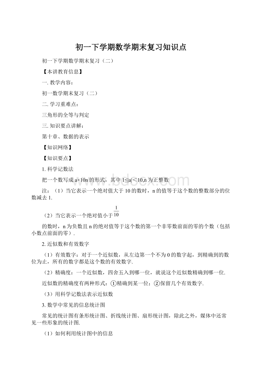 初一下学期数学期末复习知识点Word格式.docx