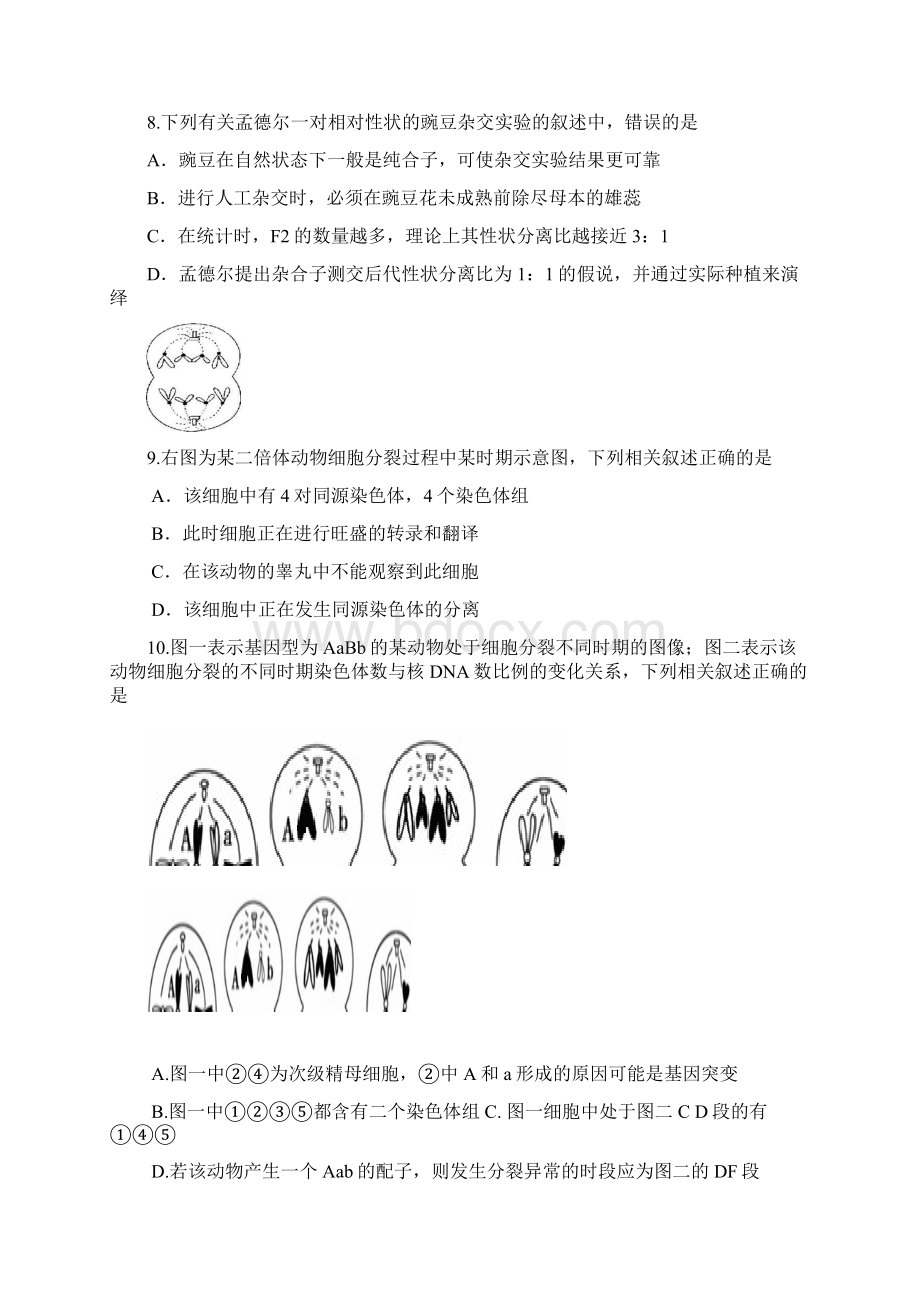 江苏省泰州市姜堰区届高三上学期期中考试生物试题 Word版含答案Word文件下载.docx_第3页