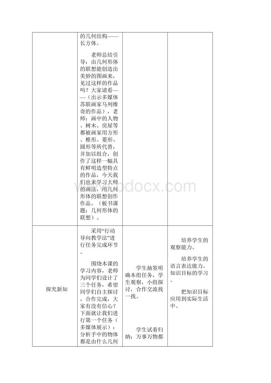 初中美术几何形体的联想教学设计学情分析教材分析课后反思Word格式.docx_第3页