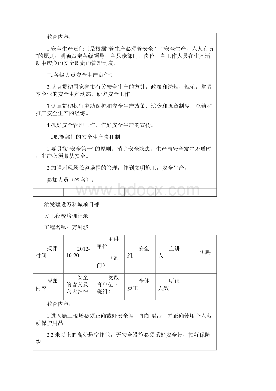 民工夜校培训记录汇编.docx_第3页