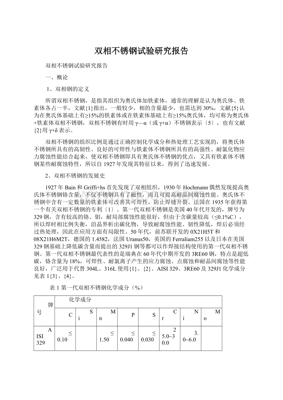 双相不锈钢试验研究报告Word文件下载.docx_第1页